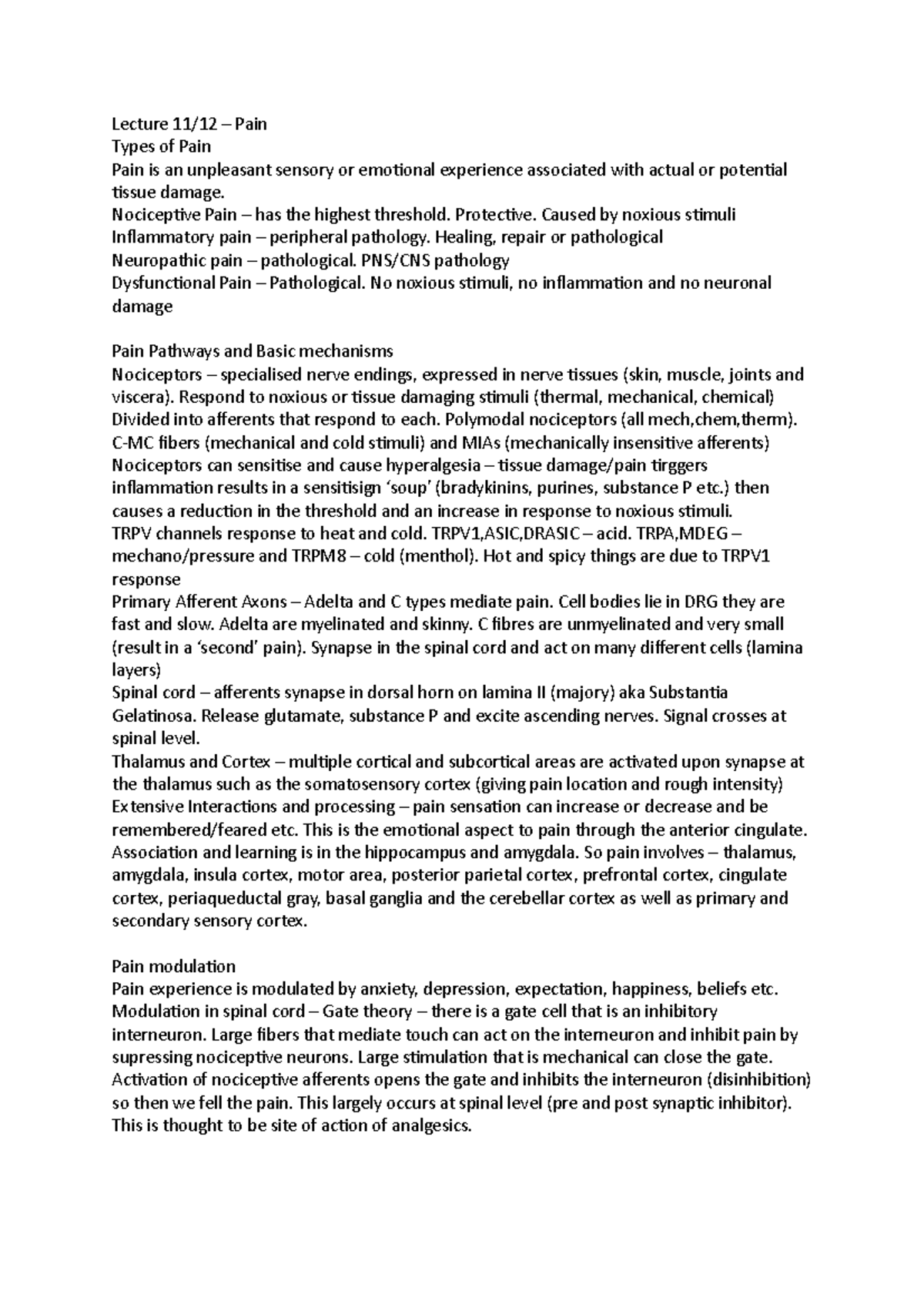 progress-test-2-summary-lecture-pain-types-of-pain-pain-is-an