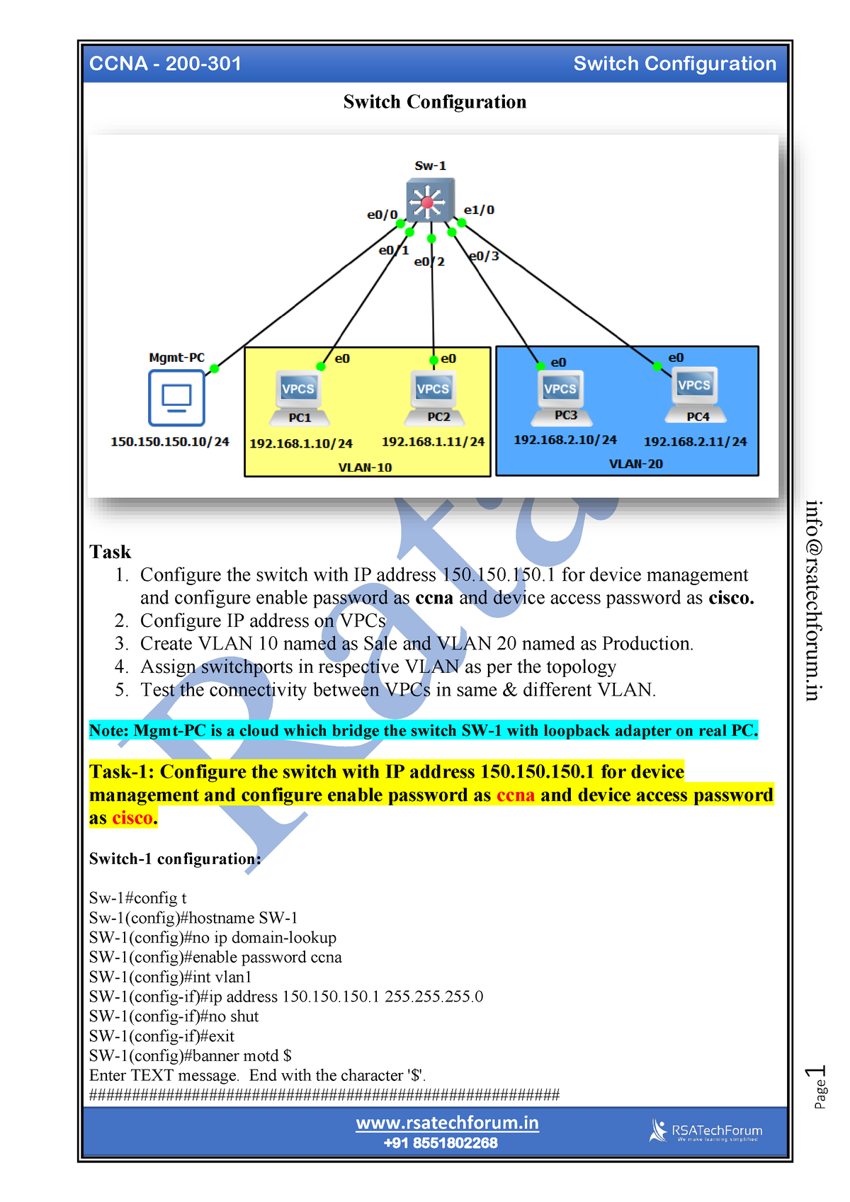 CCNA 200-301 - Lab-26 Switch Configuration V1 - CCNA - 200 -301 Switch ...