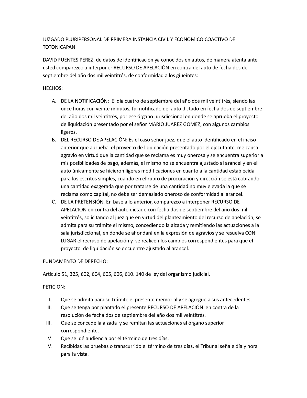 Apelación - JUZGADO PLURIPERSONAL DE PRIMERA INSTANCIA CIVIL Y ...