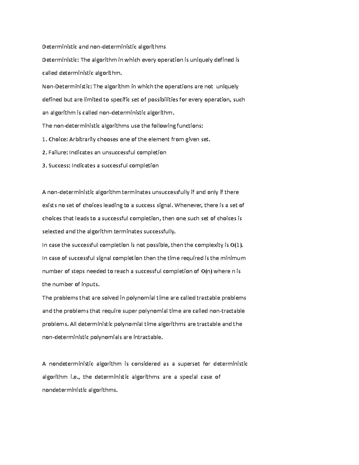 Ca n and np - notes - Deterministic and non-deterministic algorithms ...