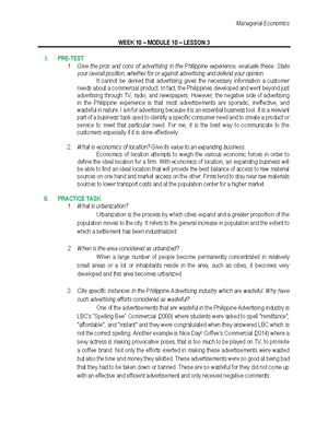 WEEK 13 - Module 13 - Performance Task - Managerial Economics - Studocu