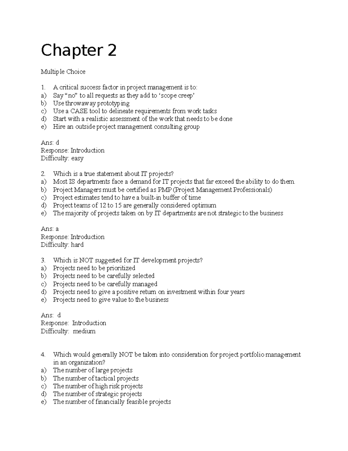 Business System Analysis And Applications Test Bank - Chapter 2 ...