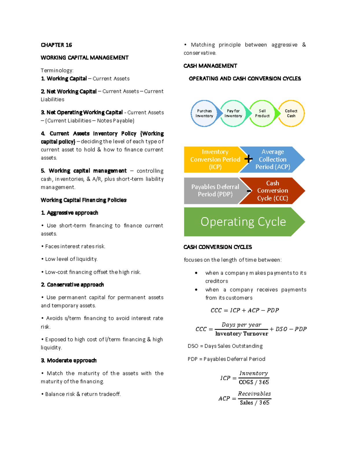 FIN MAN Reviewer CH 16 - FIN MAN LECTURE NOTES - CHAPTER 16 WORKING ...