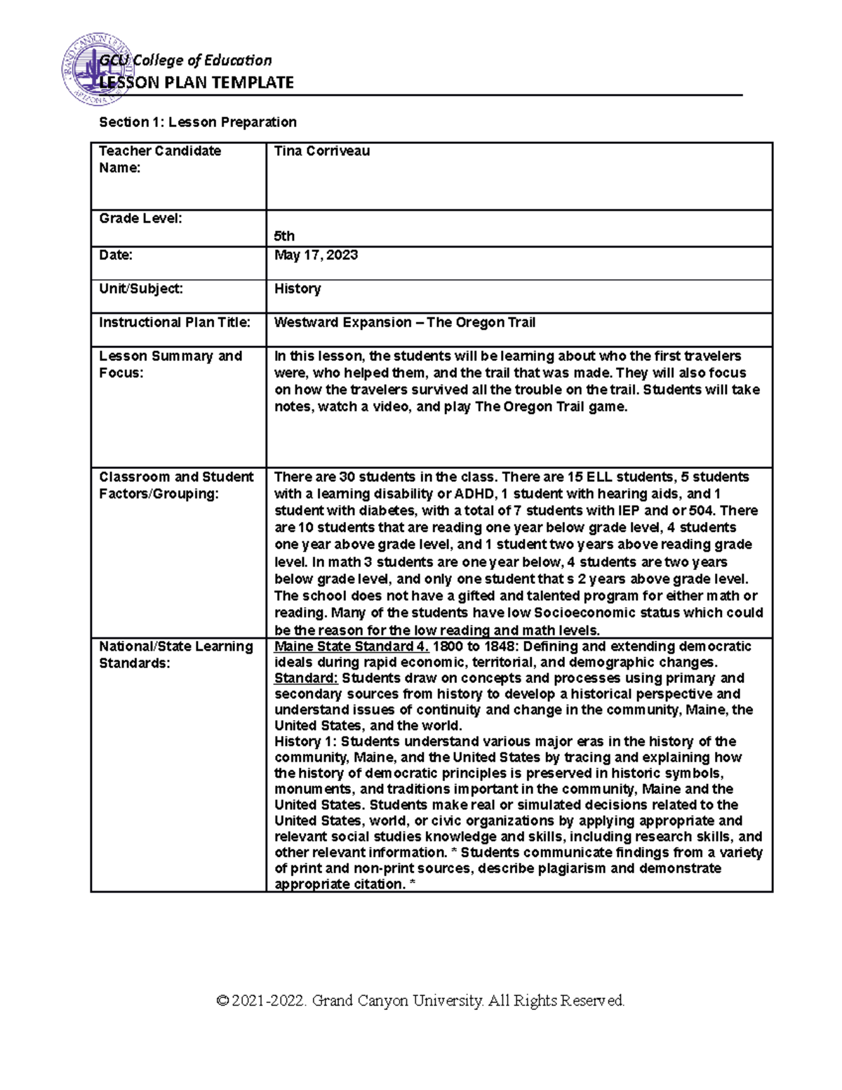 ELM-351-T-4 World History Lesson Plan - LESSON PLAN TEMPLATE Section 1 ...