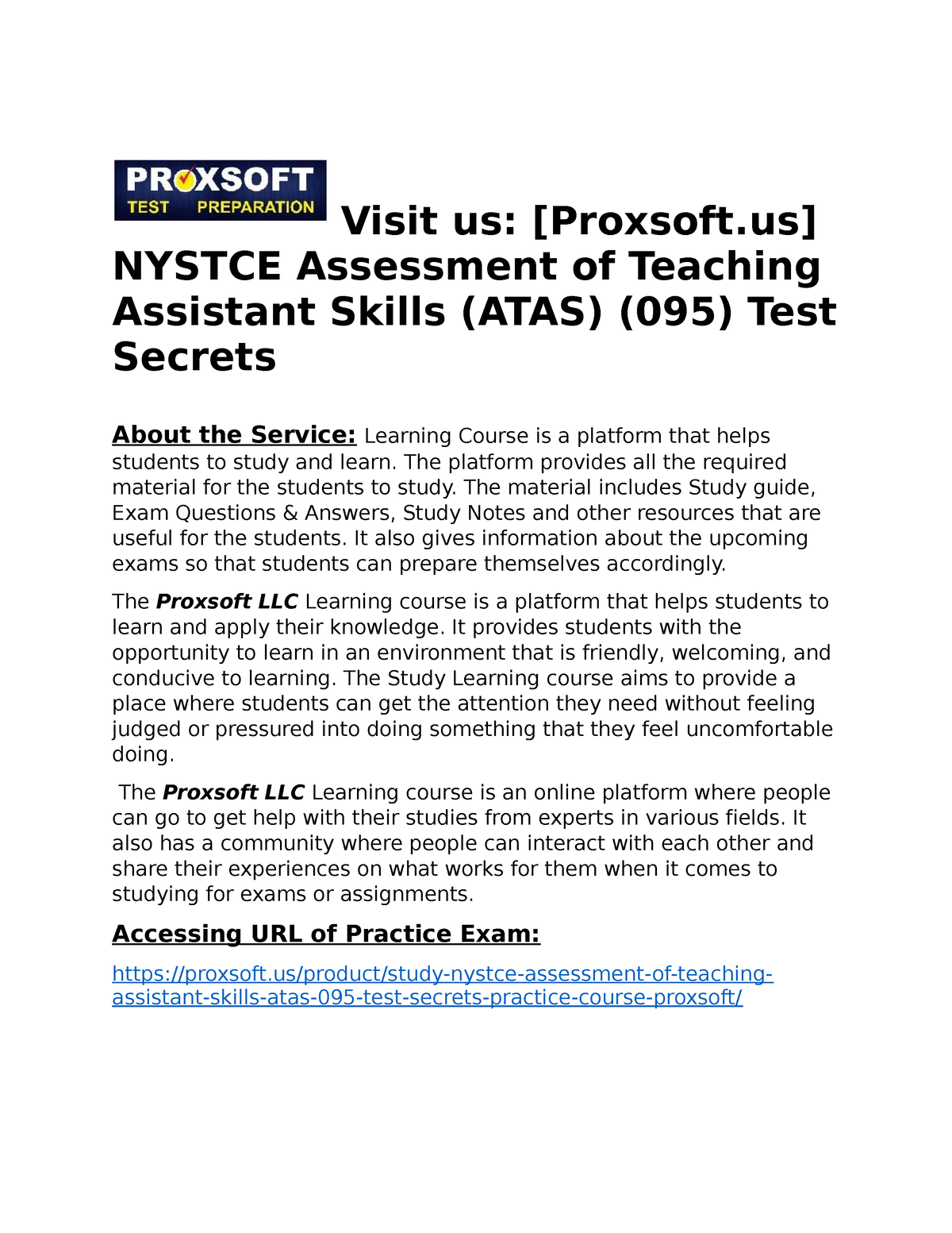 Obtain NYSTCE Assessment Of Teaching Assistant Skills (ATAS) (095) Test ...