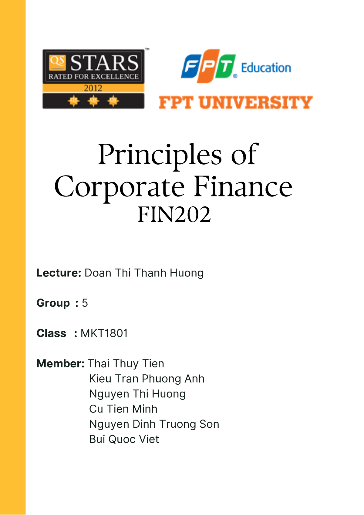 FIN202 Report Summary - Principles Of Corporate Finance FIN Lecture ...