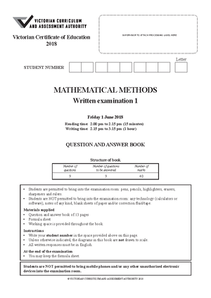 Year 11 IA1 maths method PSMT - Methods Mathematics Unit 3: Further ...