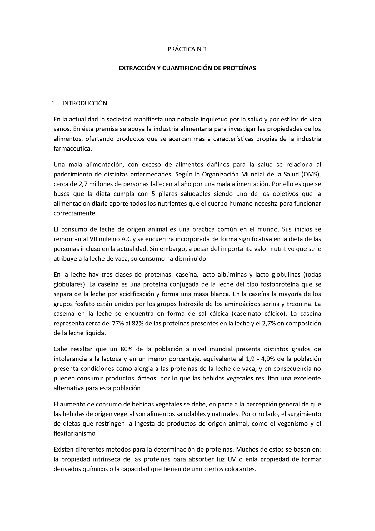 Extracción Y Cuantificación De Proteínas - PR¡CTICA N∞ EXTRACCI”N Y ...