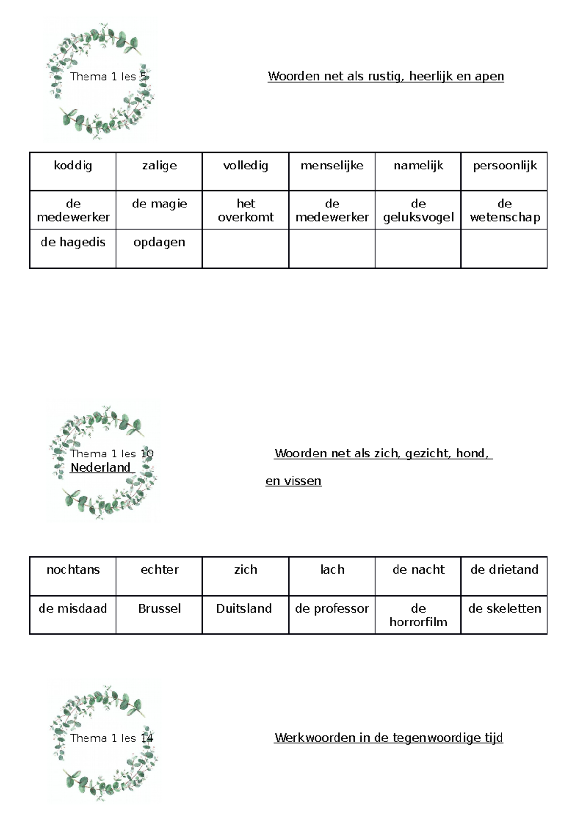 Spellingschrift - Spelling Voor 5de Leerjaar - Thema 1 Les 5 Woorden ...