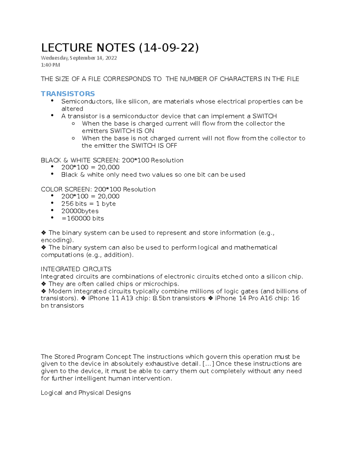 Hardware notes 3 - LECTURE NOTES (14-09-22) Wednesday, September 14 ...