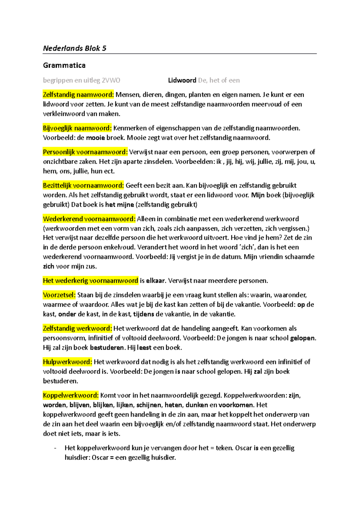 Nederlands Blok 5 Grammatica - Nederlands Blok 5 Grammatica begrippen ...