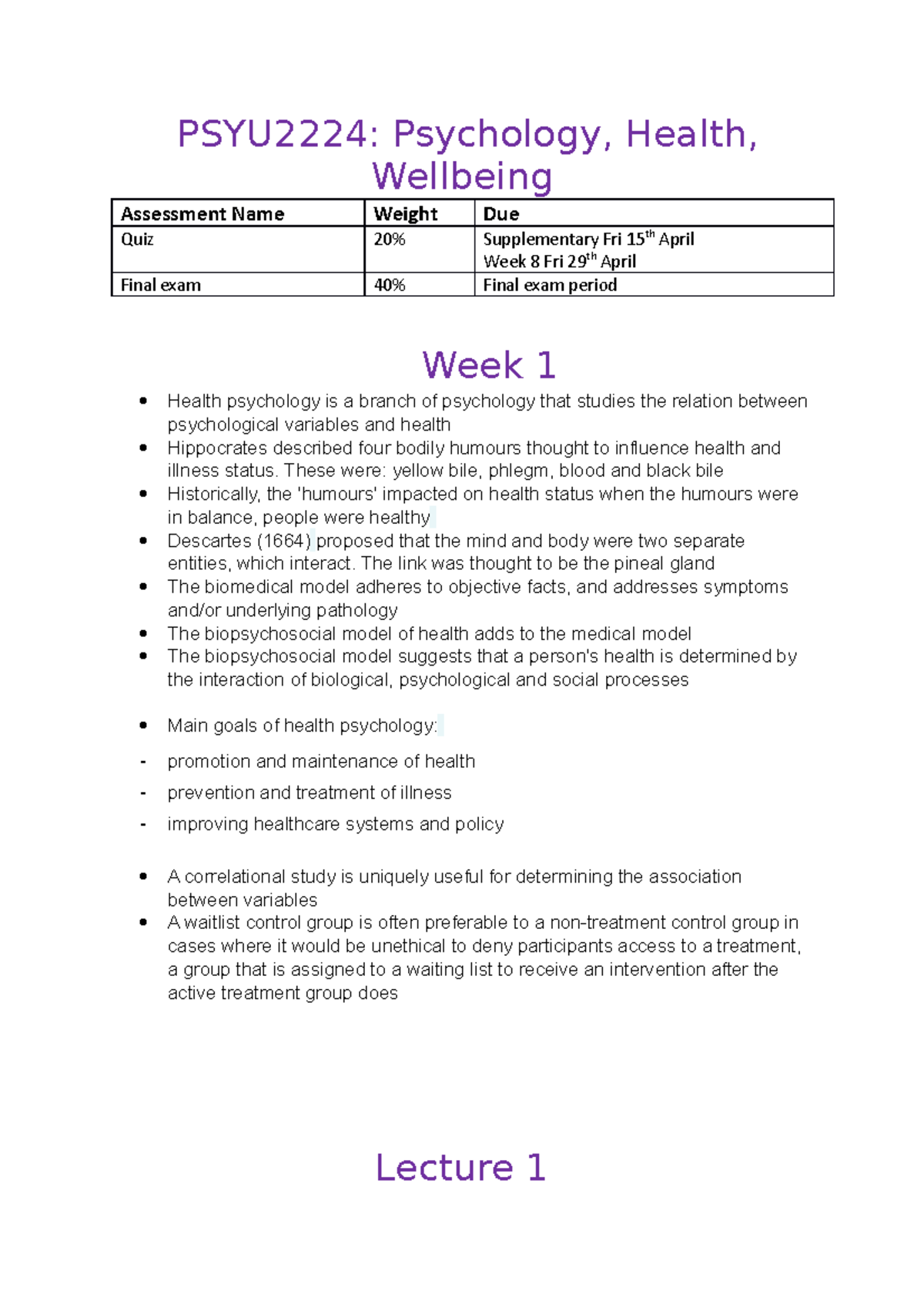 Lecture Notes 2022 - PSYU2234 - MQ - Studocu