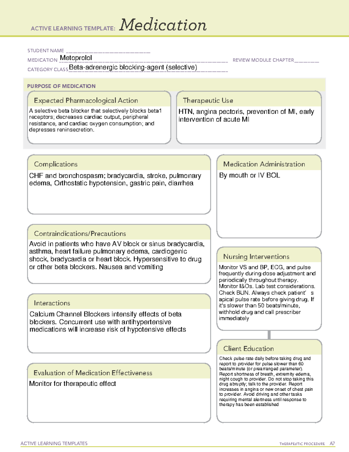 Active Learning Template Metoprolol - ACTIVE LEARNING TEMPLATES ...