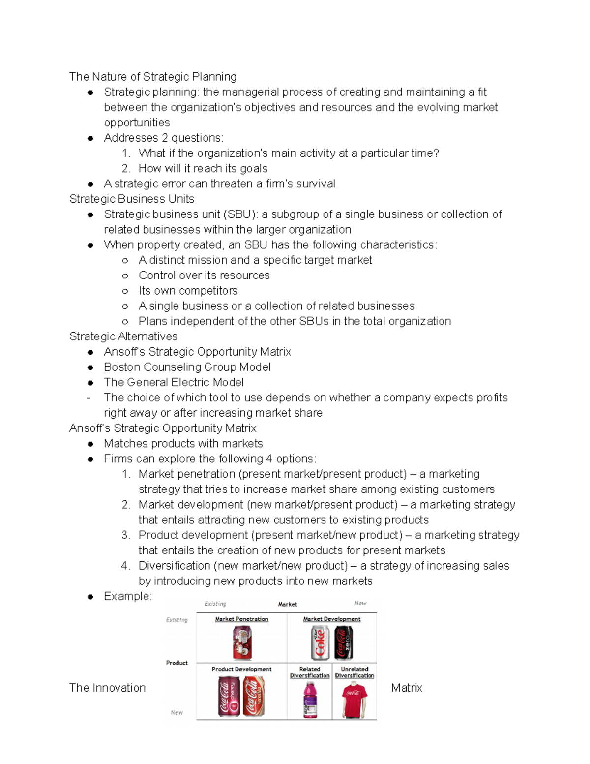 Chapter 2 - The Nature of Strategic Planning Strategic planning: the ...