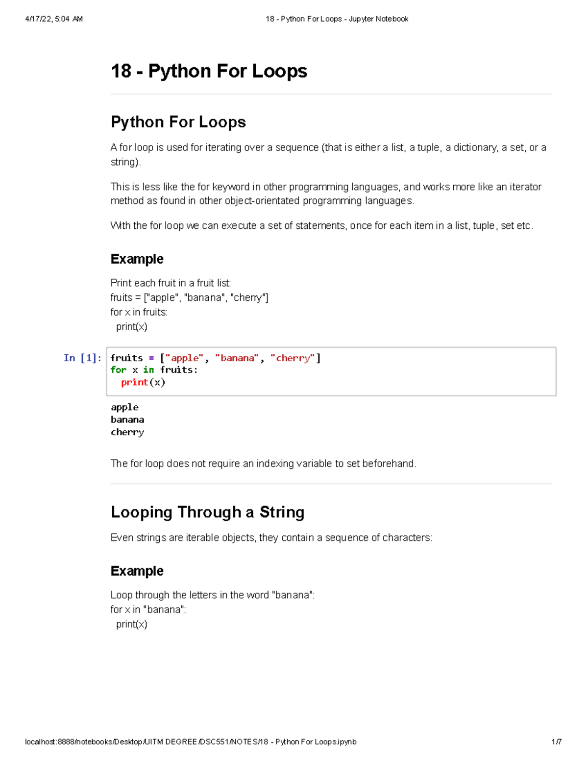 18 - Python For Loops - Jupyter Notebook - 18 - Python For Loops Python ...