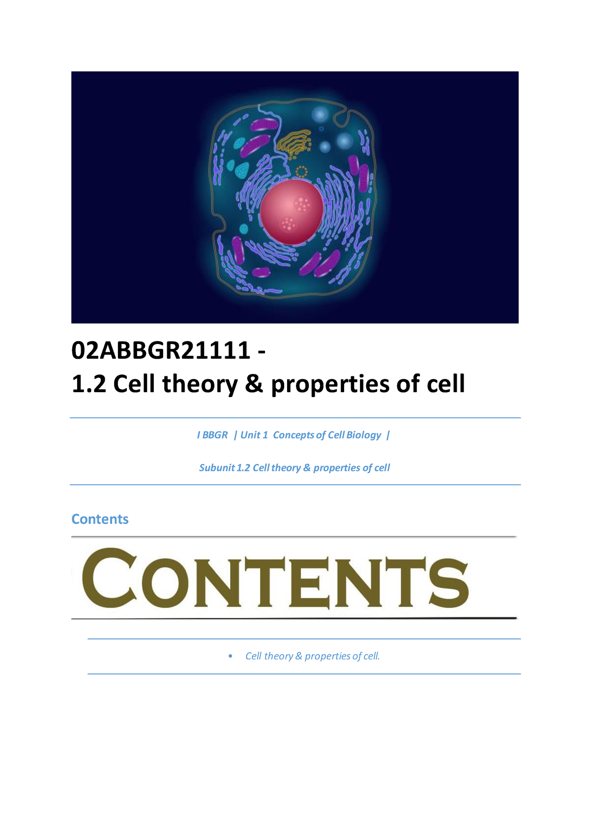 02 Abbgr 21111 - 1.2 Cell theory & properties of cell - 02ABBGR21111 ...