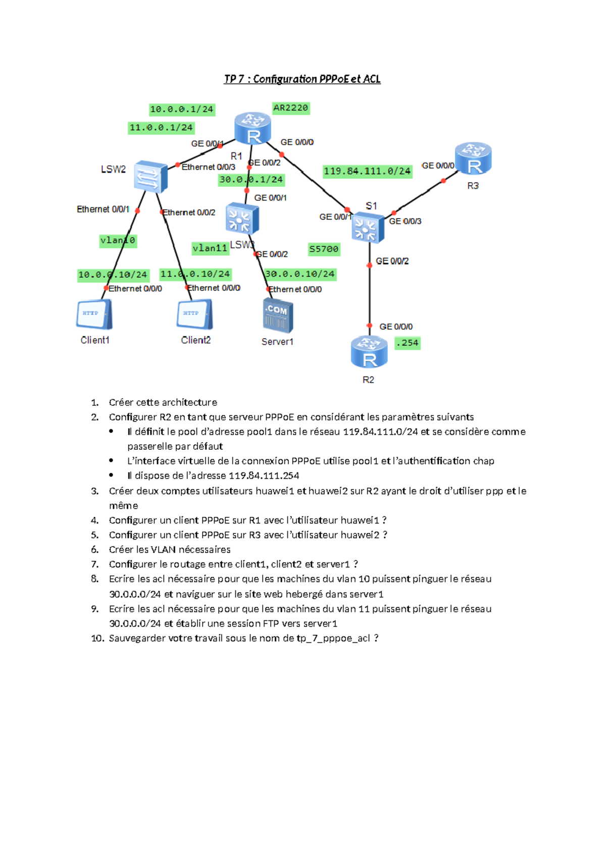 Tp 7 pppoe acl - TP 7 : Configuration PPPoE et ACL Créer cette ...