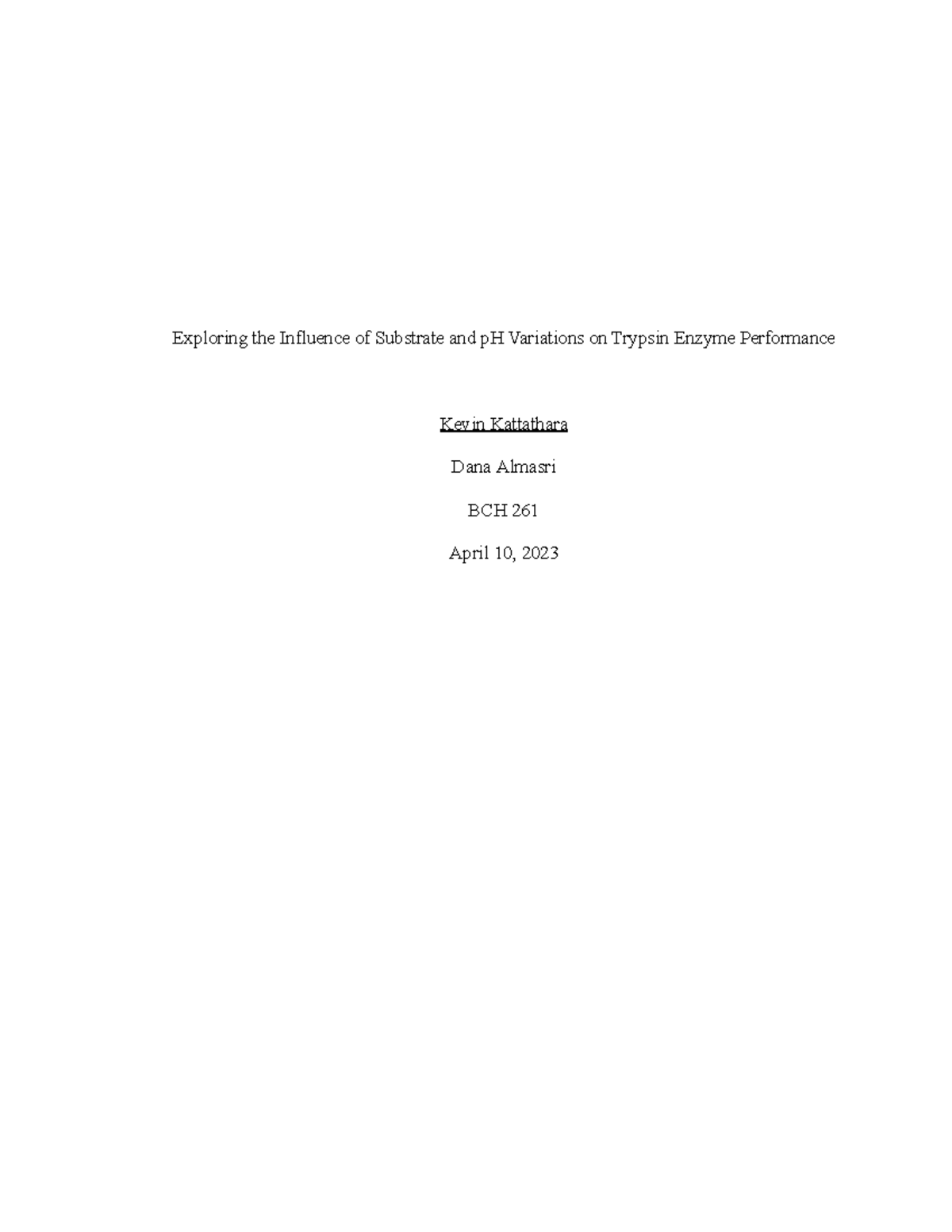 Enzymes Lab Notes for Lab report Exploring the Influence of