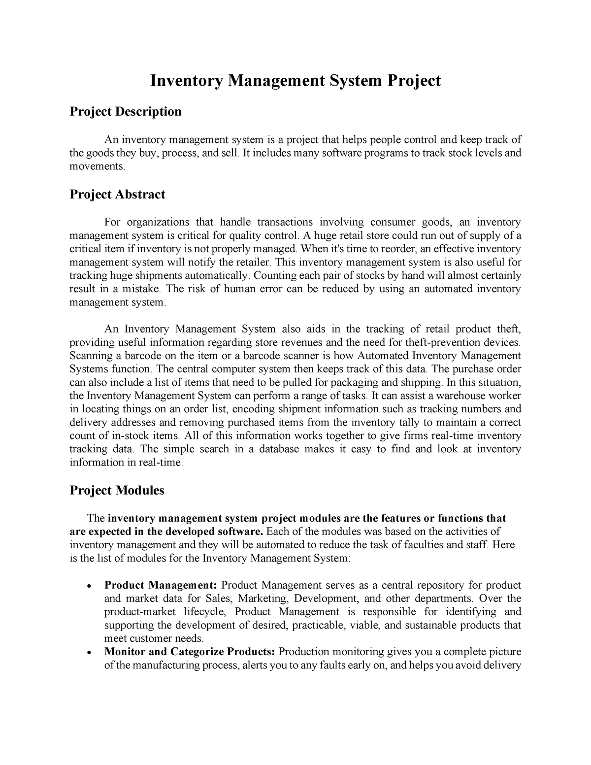 inventory management literature review project pdf