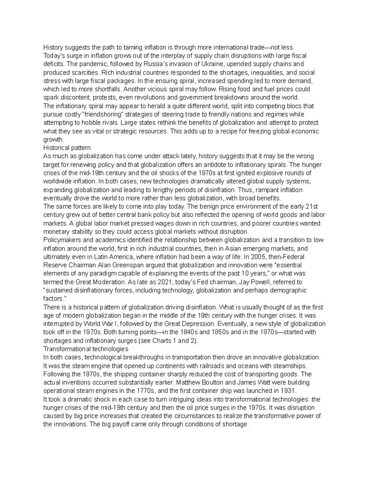Untitled document - EXAM - History suggests the path to taming ...