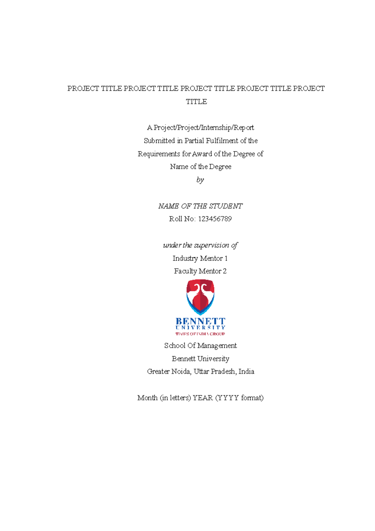 Internship Project Report Template - PROJECT TITLE PROJECT TITLE ...