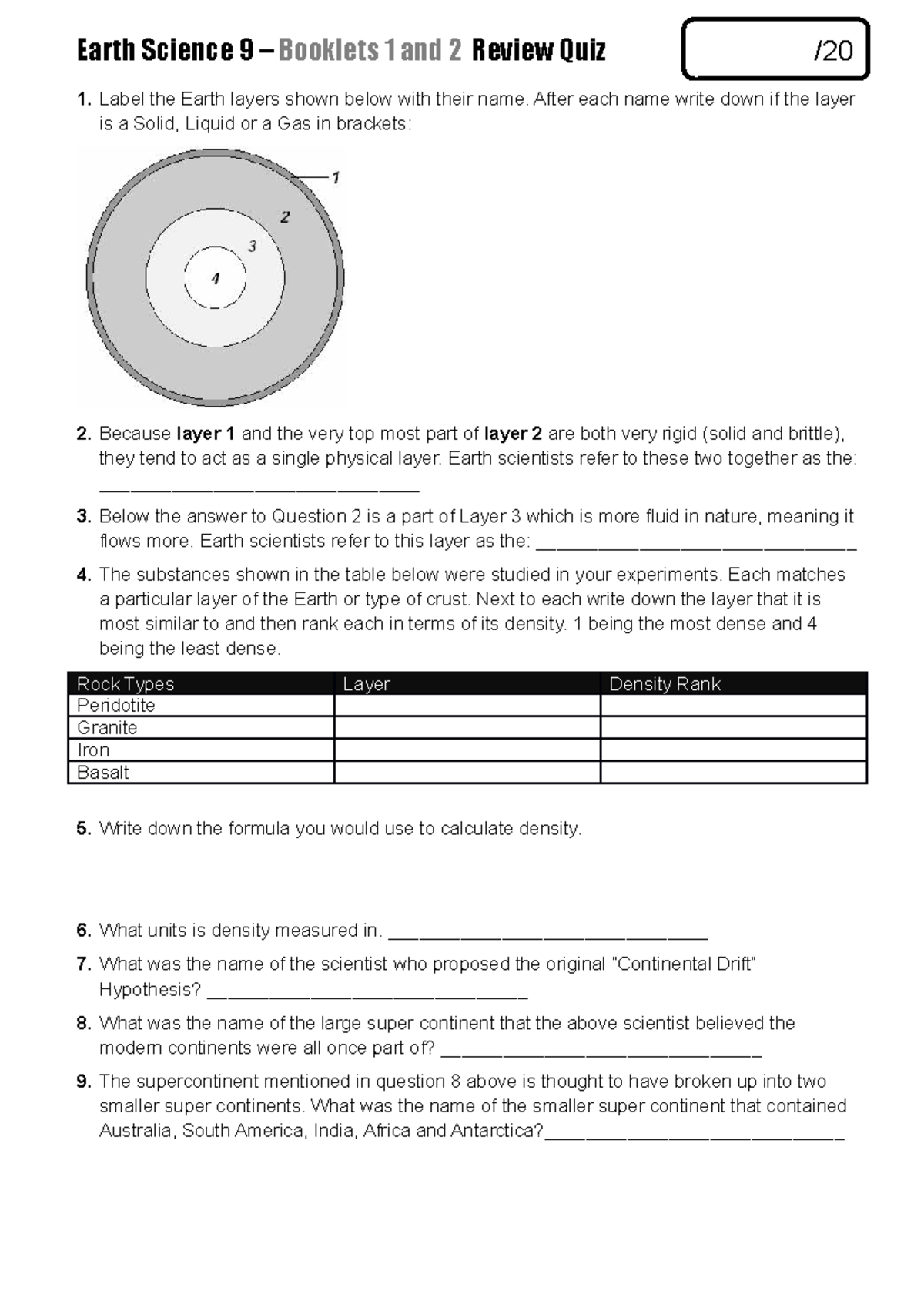 Books 1 And 2 Revsion Quiz - Earth Science 9 – Booklets 1 And 2 Review ...