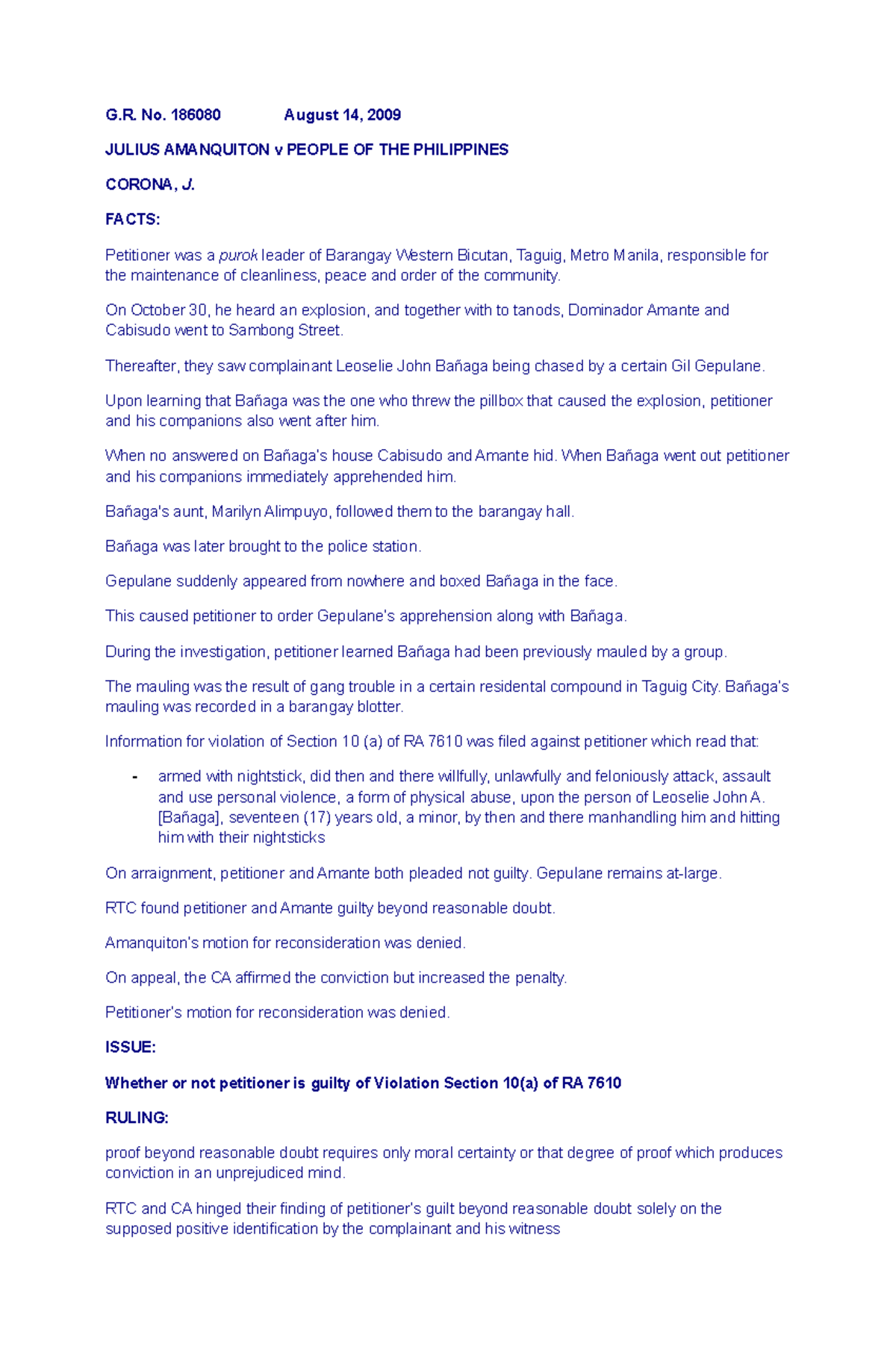 Agra Cases 01-07-21 - Lecture notes 1 - G. No. 186080 August 14, 2009 ...