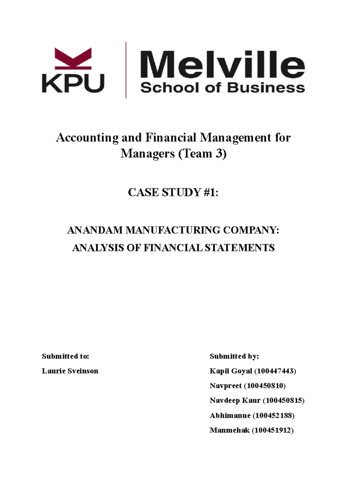 Accounts Case 1 - Accounting and Financial Management for Managers ...