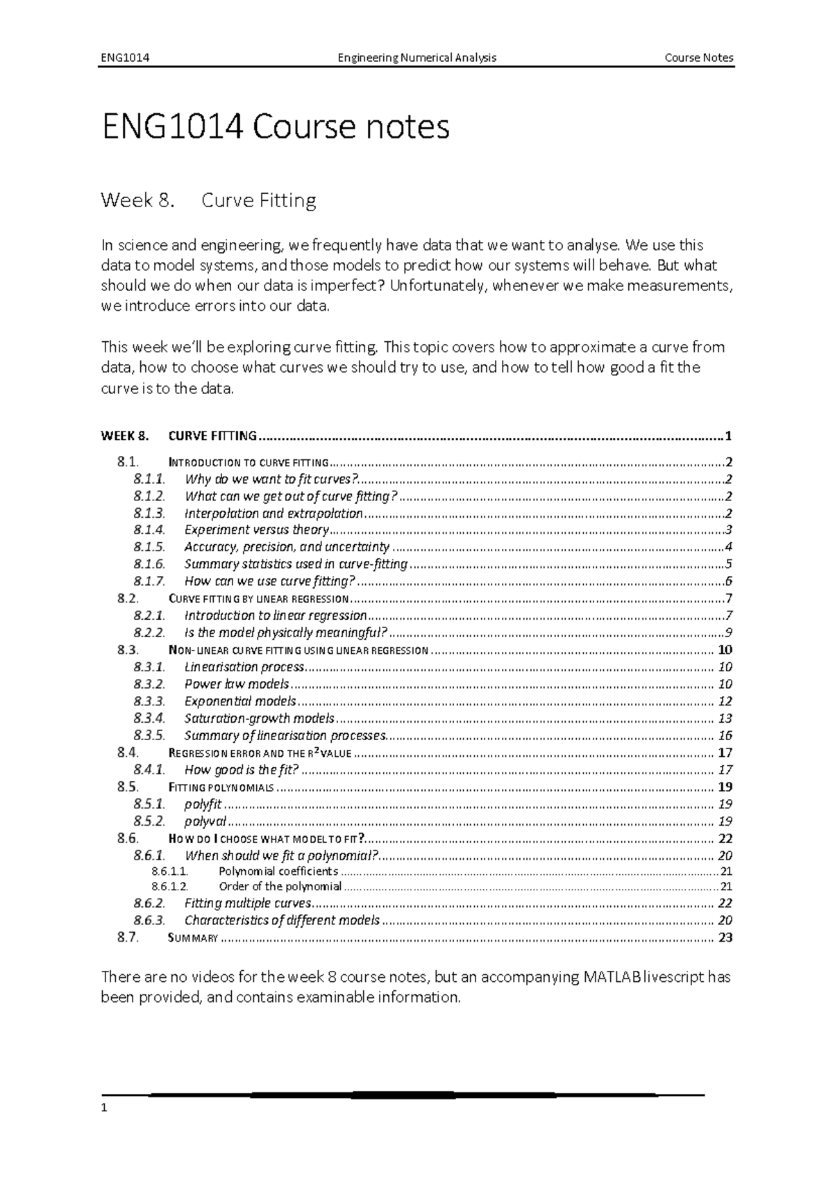 Week 8 Course Notes - Finance - ENG1014 Course notes Week 8. Curve ...