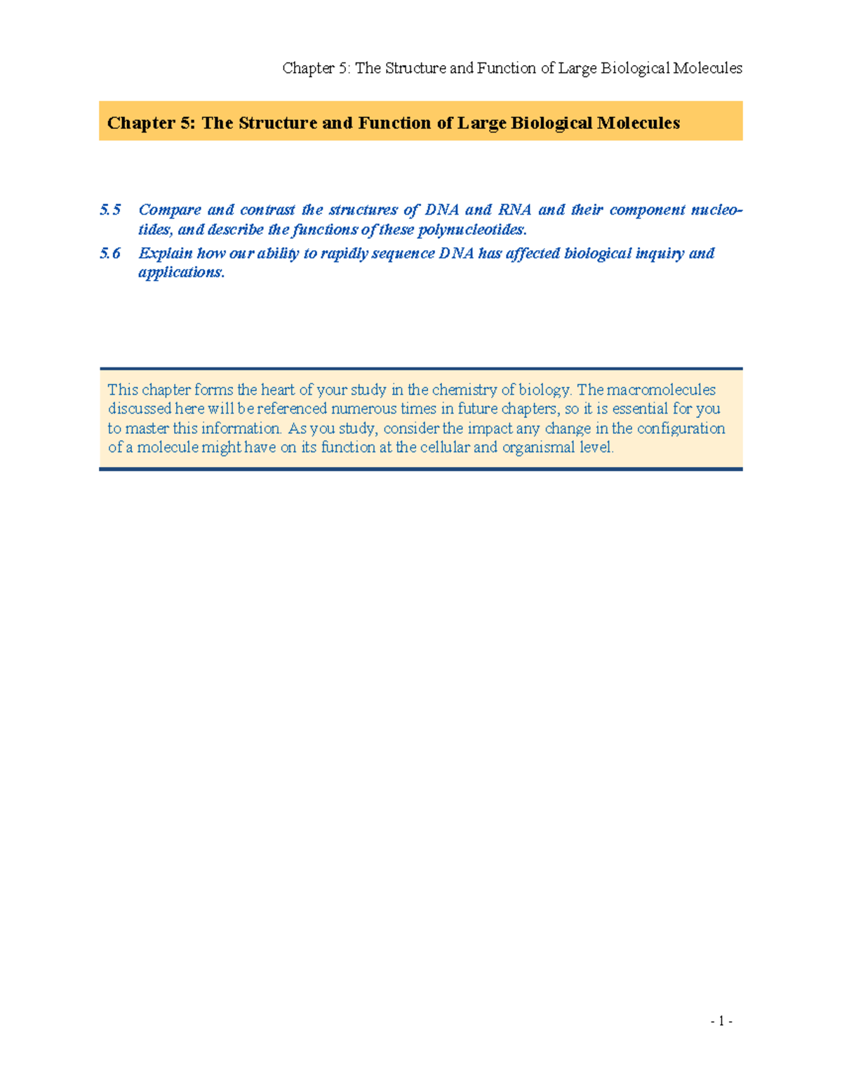Active Reading Notes 05 Nucleic Acid Short - Chapter 5: The Structure ...
