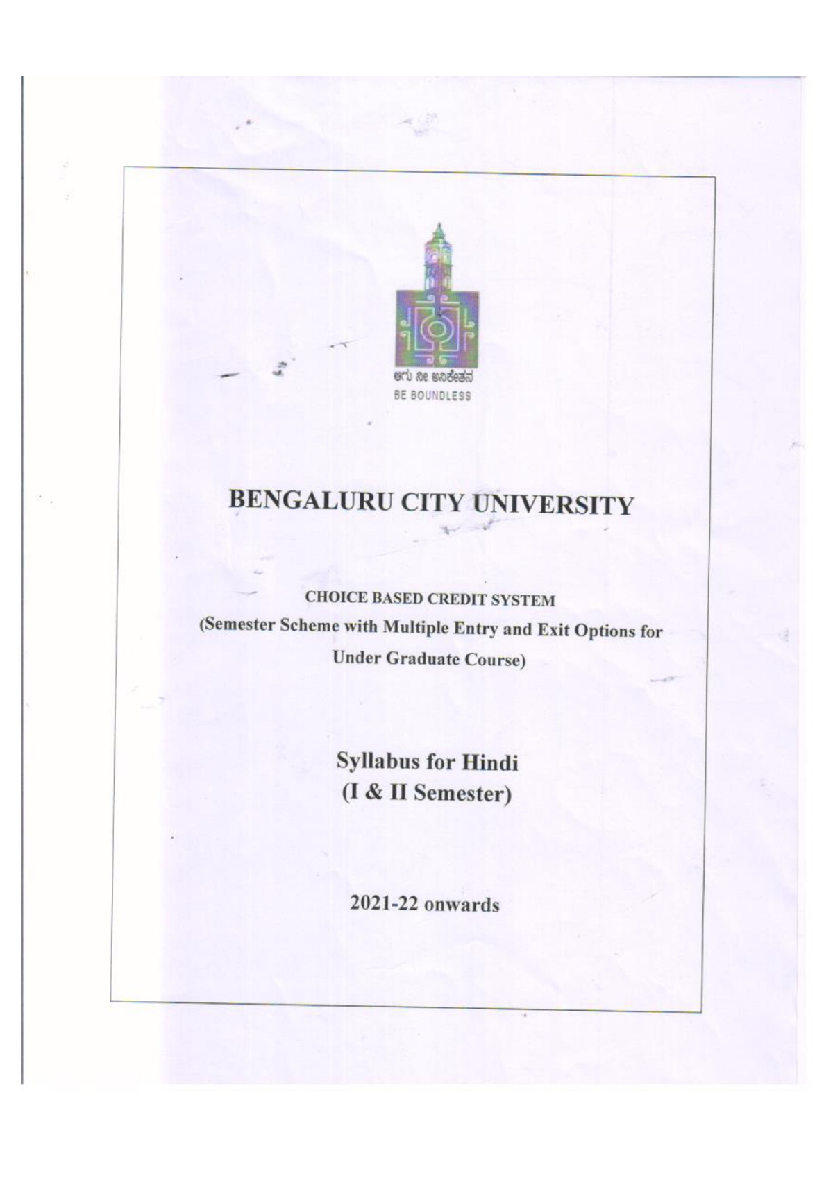 Hindi Syllabus- NEP - BENGALURU CITY UNIVERSITY DEPARTMENT OF HINDI ...