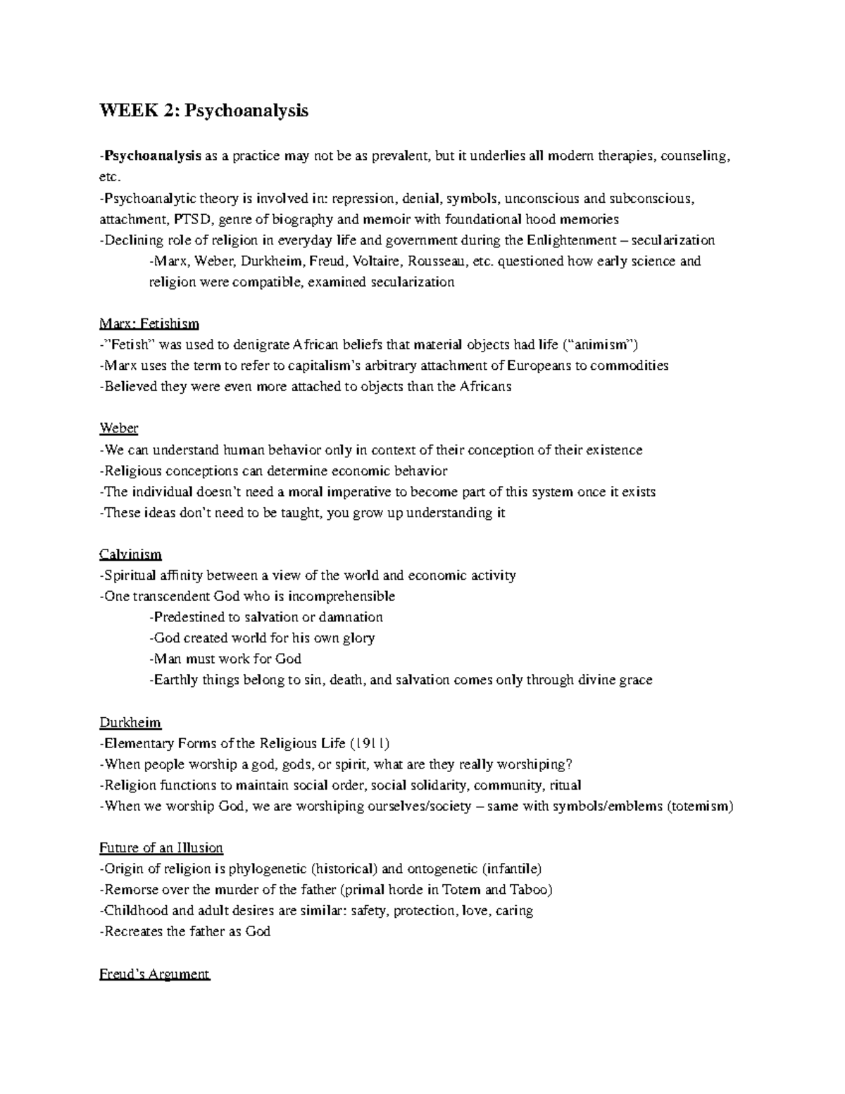 PSYC ANTH WEEK 2 - GRINKER - WEEK 2: Psychoanalysis Psychoanalysis as a ...
