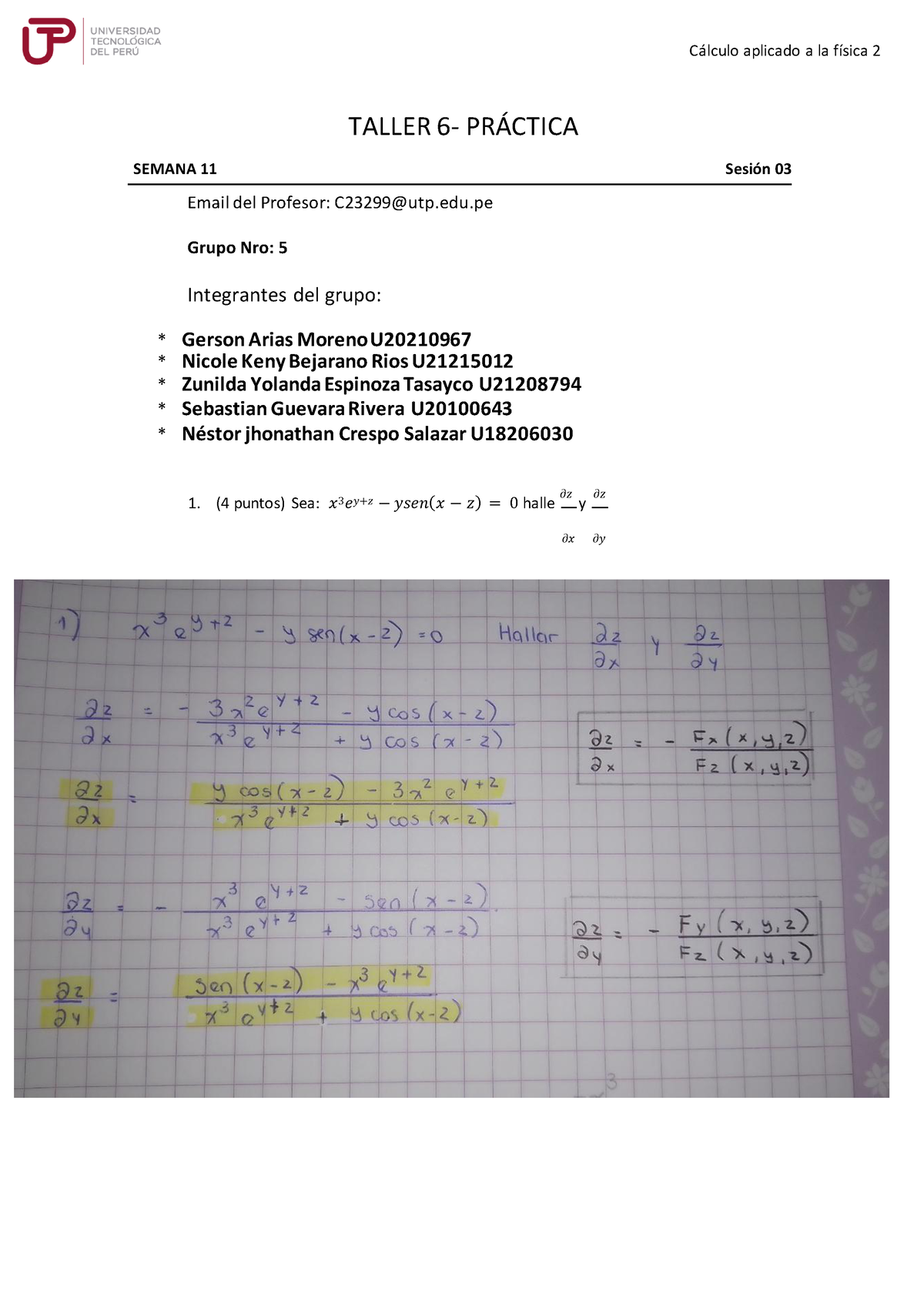 Taller 6 CAF2 - TALLER 6- PR¡CTICA C·lculo Aplicado A La FÌsica 2 ...