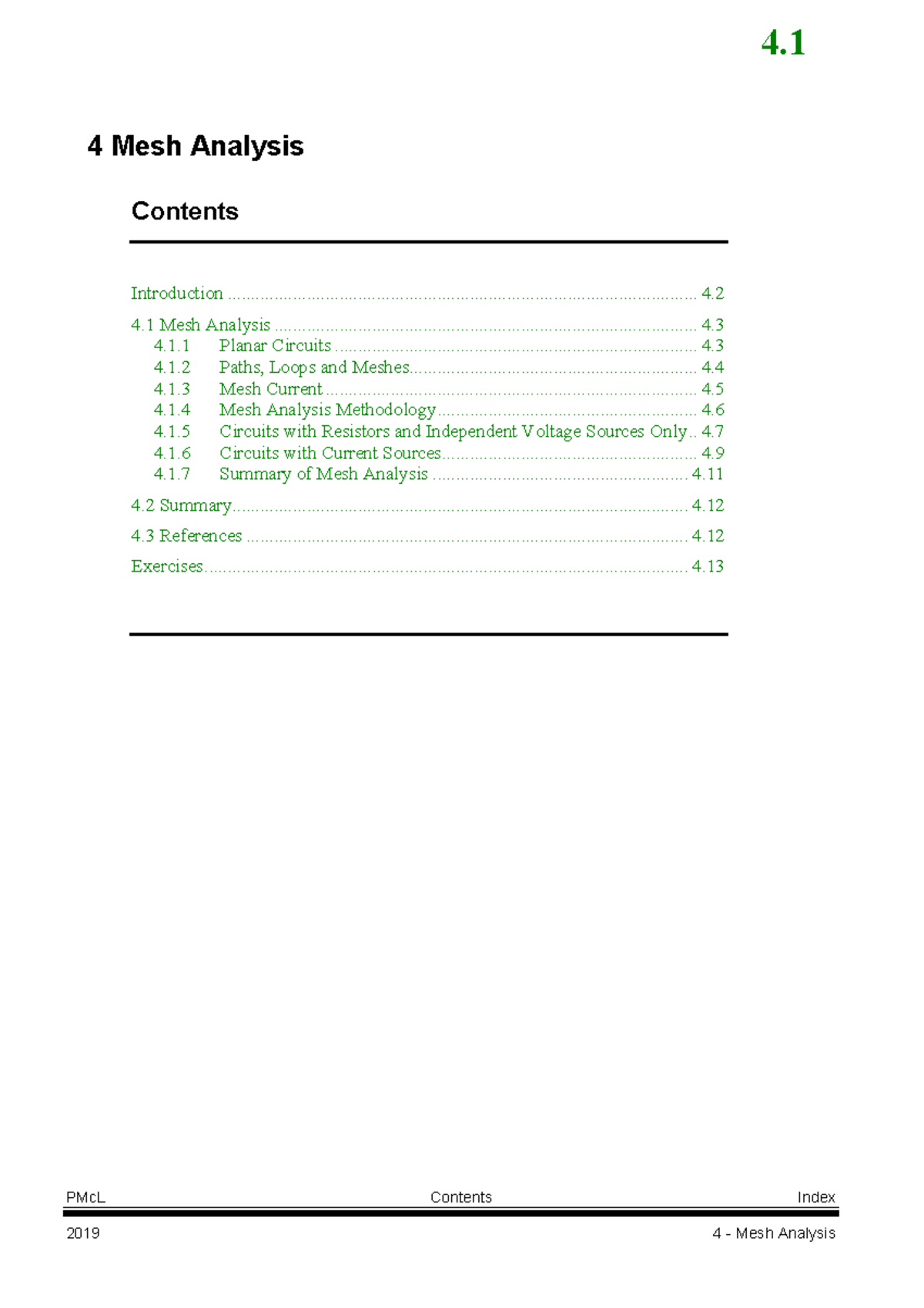Topic 04 - Mesh Analysis - PMcL Contents Index 4 Mesh Analysis ...