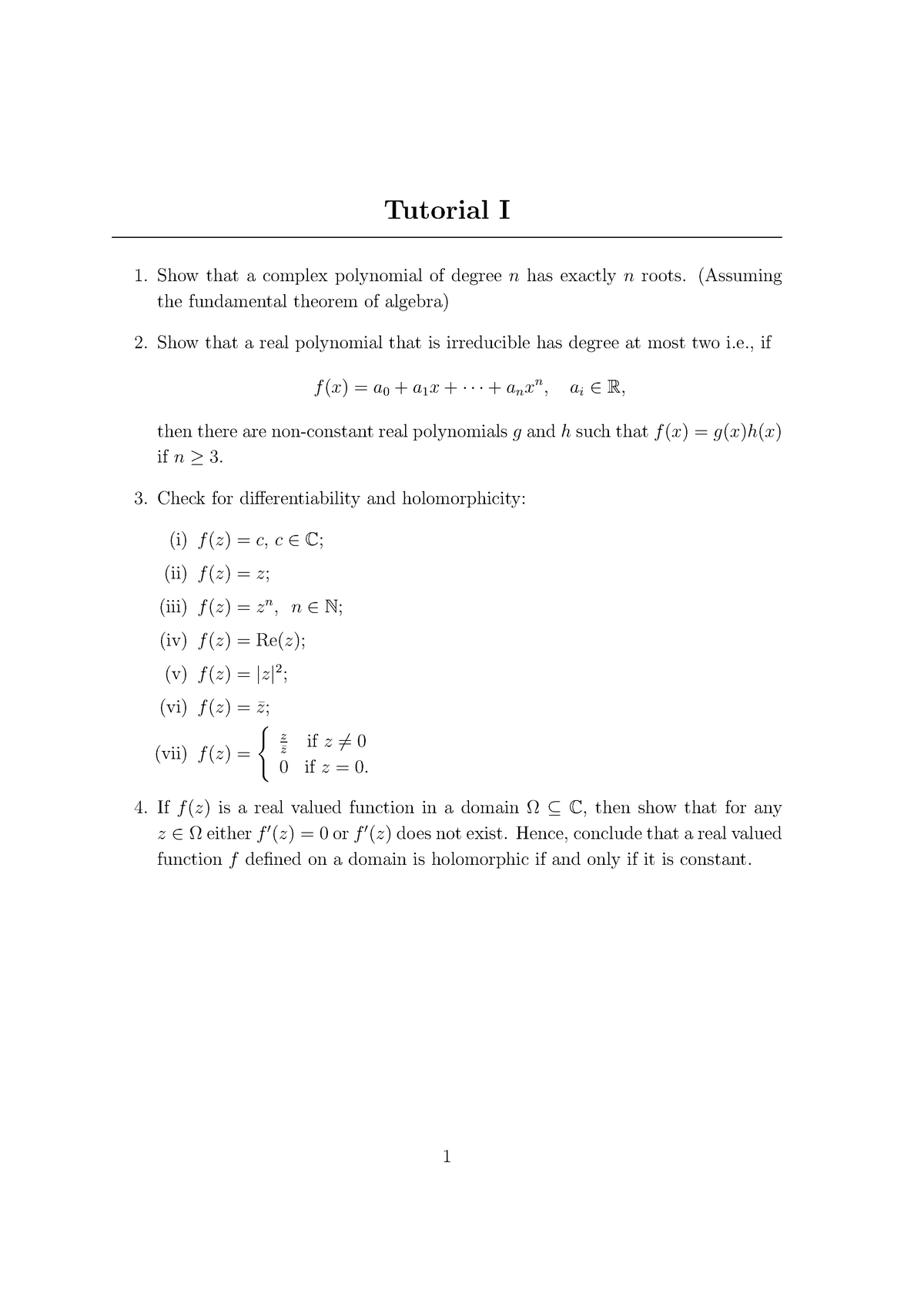 Tutorial 1 Complex Analysis Ma5 Studocu