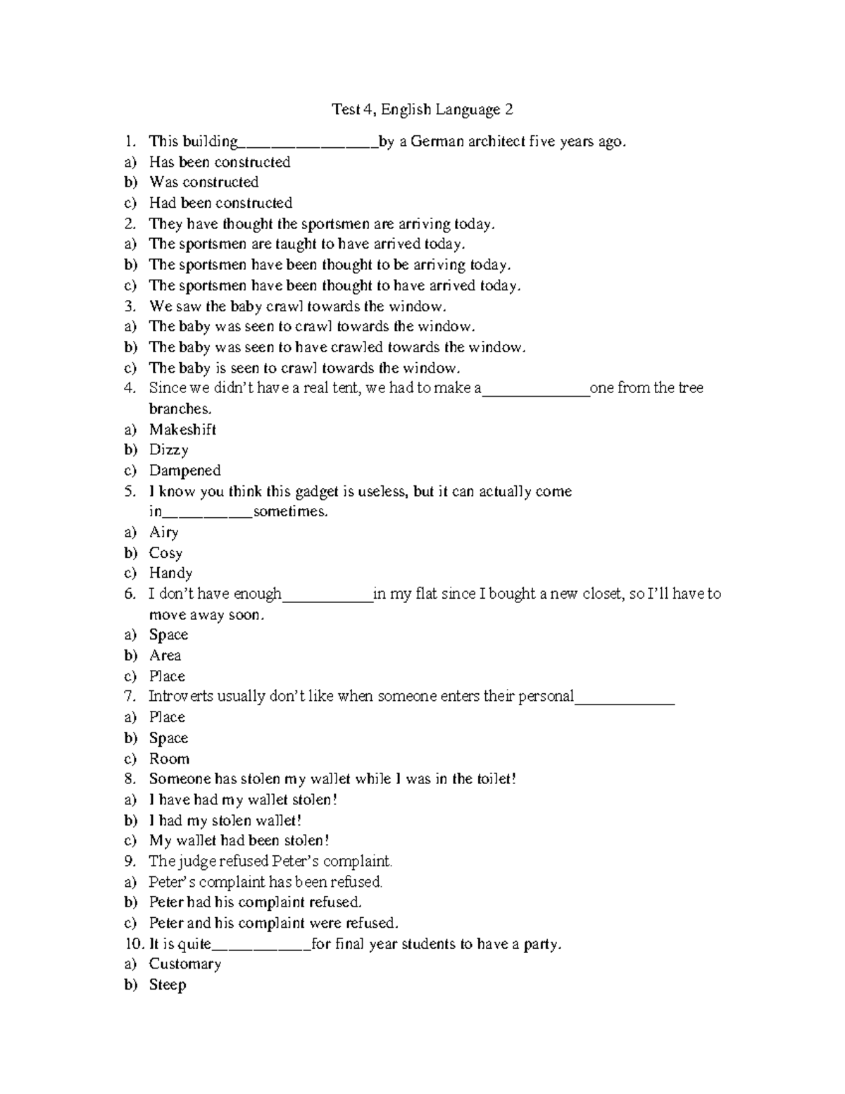 Test 4 mock group a english test for cambridge exams cardiffmet 