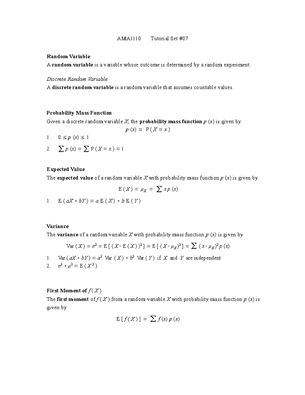 Tut7 Tutorial Question For Lecture 7 Studocu