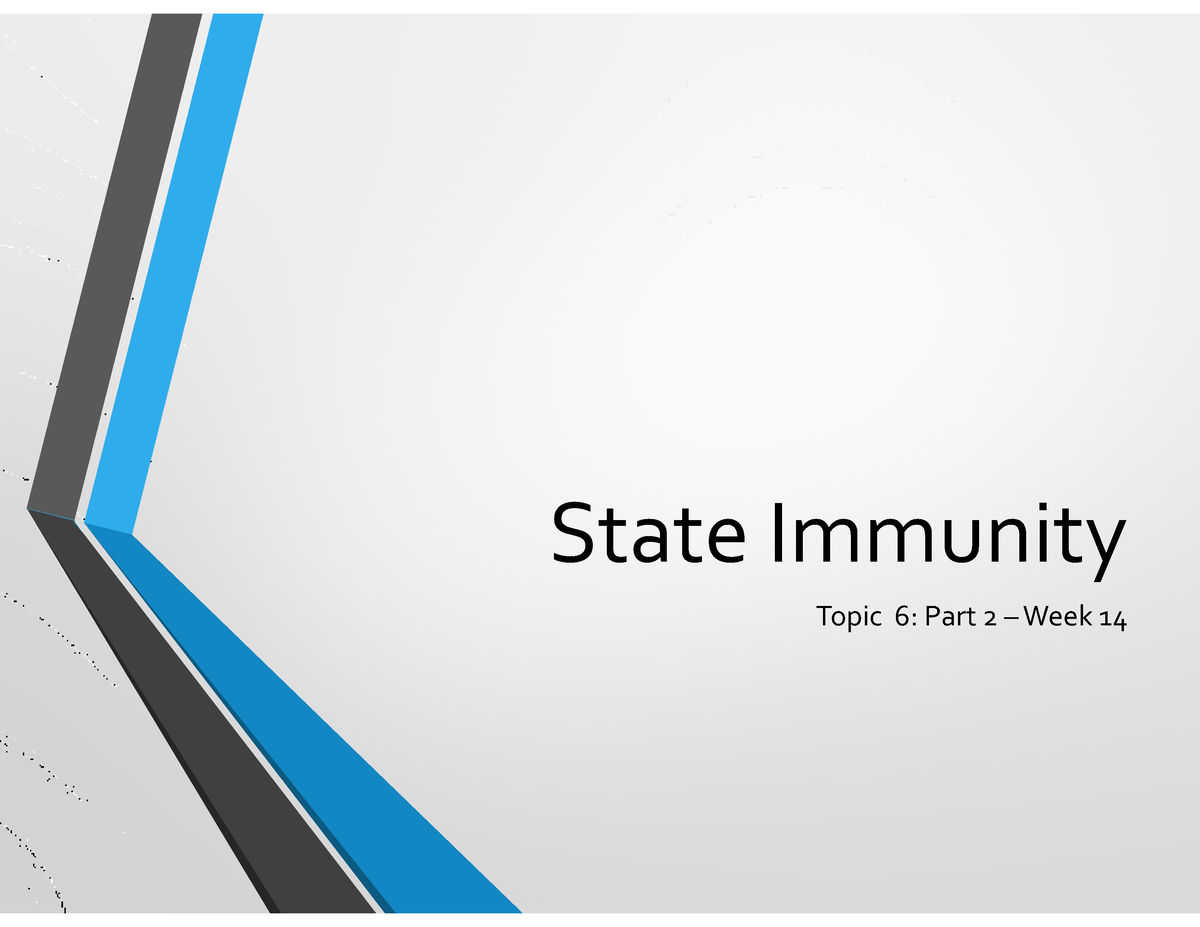 12. Immunity from jurisdiction State Immunity Topic 6 Part 2 Week