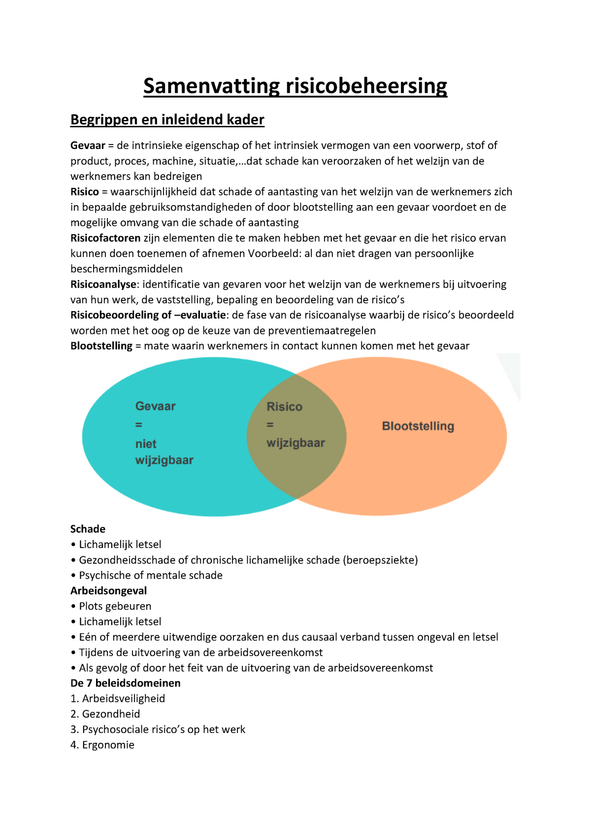 Samenvatting Risicobeheersing - Samenvatting Risicobeheersing Begrippen ...