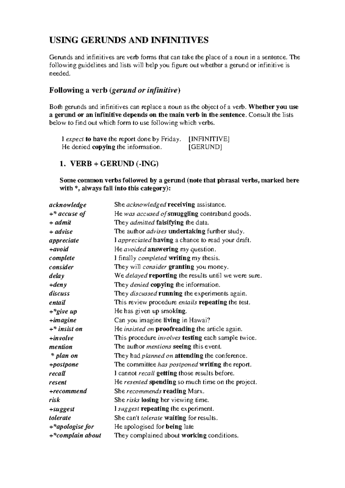 Using+Gerunds+and+Infinitives - USING GERUNDS AND INFINITIVES Gerunds ...
