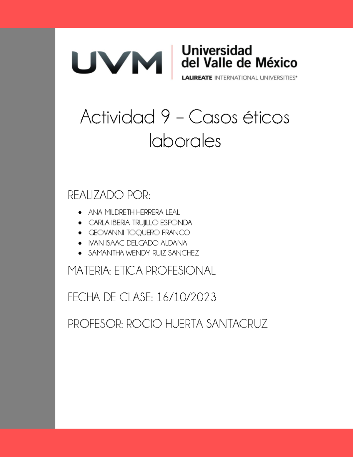 Act8 Amhl Act 9 Actividad 9 Casos éticos Laborales Realizado Por