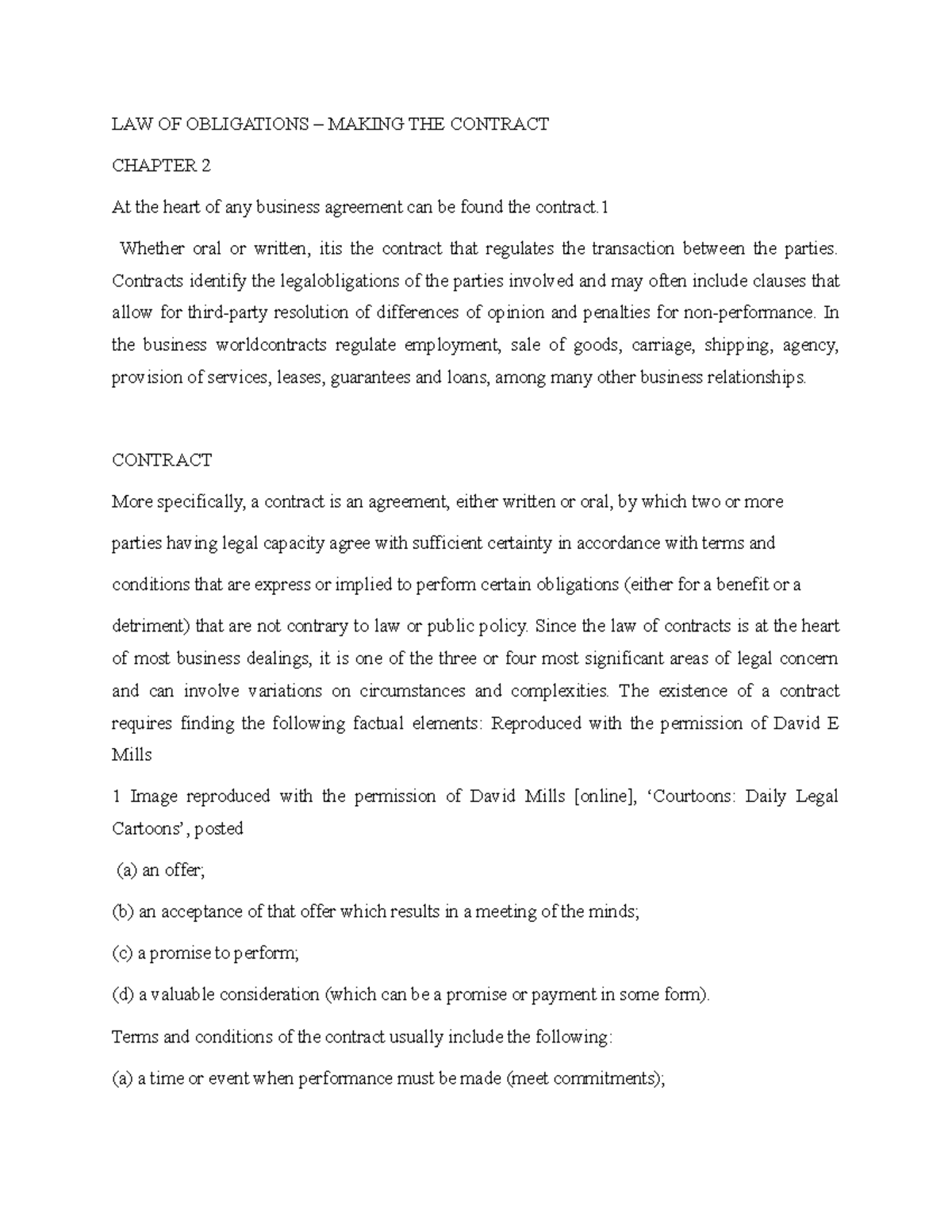 LAW OF Obligations - LAW OF OBLIGATIONS – MAKING THE CONTRACT CHAPTER 2 ...
