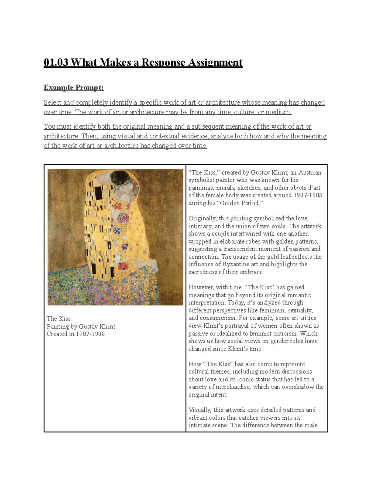 01.03 What Makes a Response - 01 What Makes a Response Assignment ...