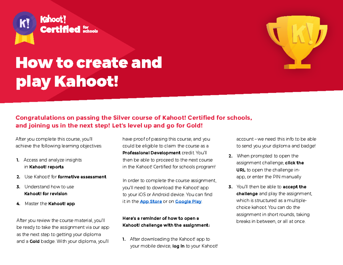 Certified Gold Guide 0121 - How to create and play Kahoot! After you ...