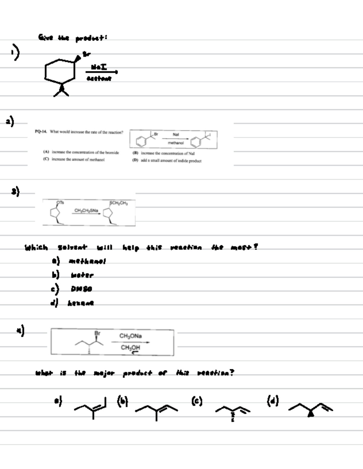 Test 3 Review 2 - Iiwiwiwiiwi - Give the product : I · Br Nal , a ...