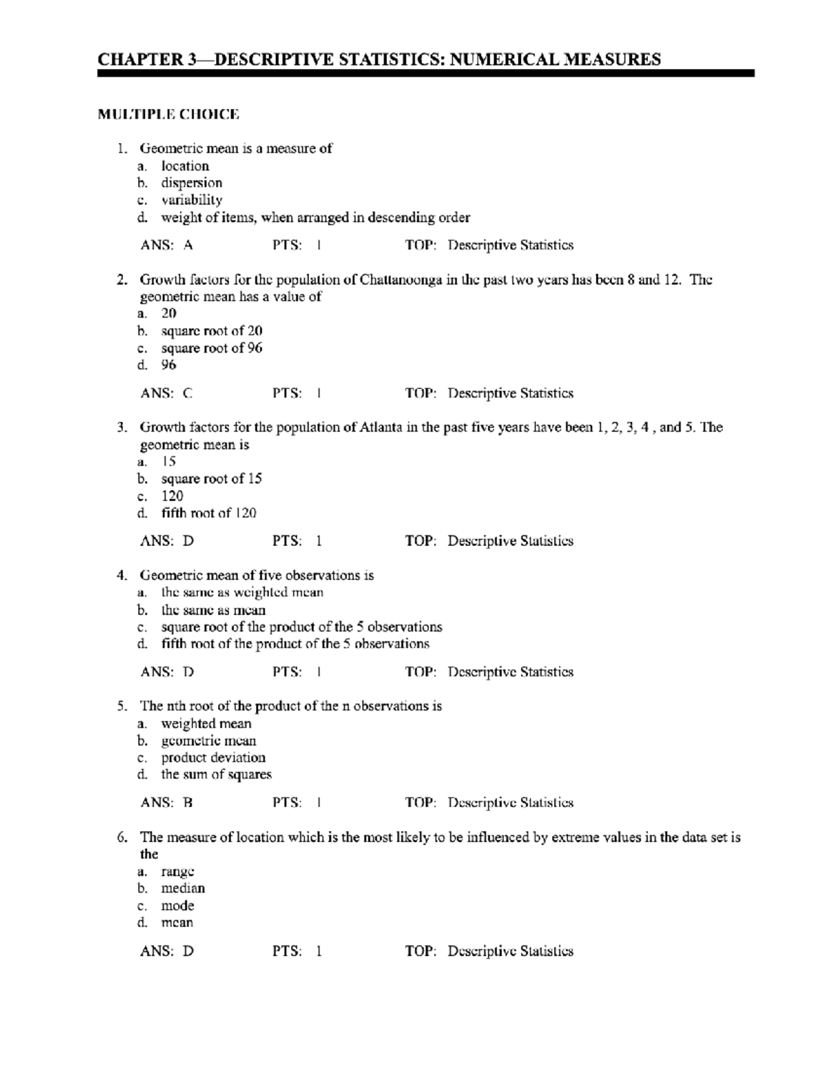 Test Bank For Statistics For Business & Economics 12e (Chapter 02 ...