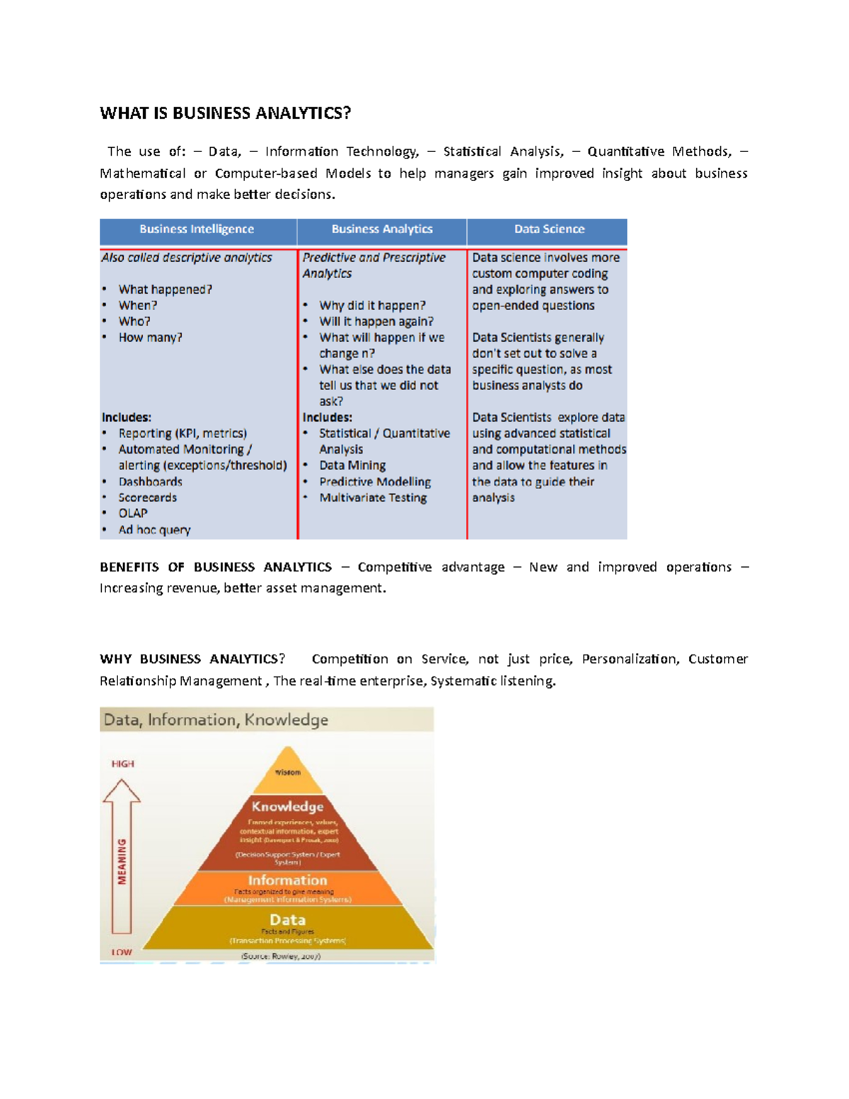 Business Analytics Notes For Exam - UWI Mona - Studocu
