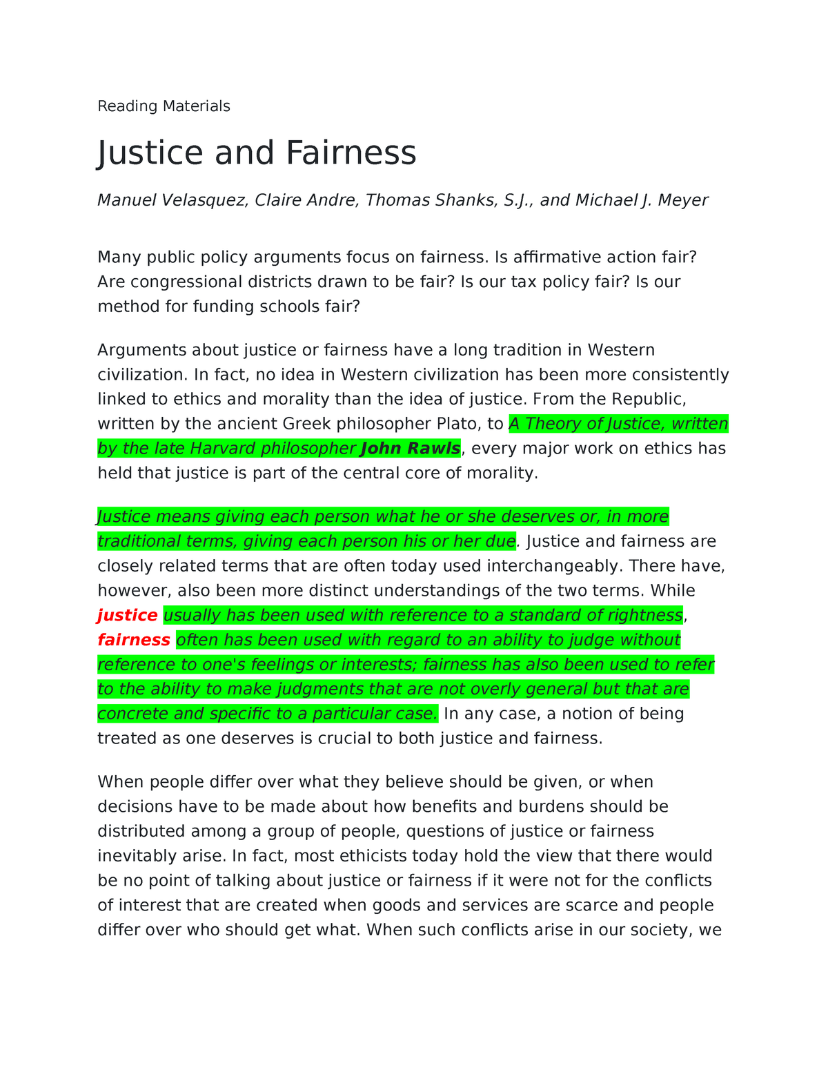 Justice-and-Fairness - Reading Materials Justice and Fairness Manuel ...