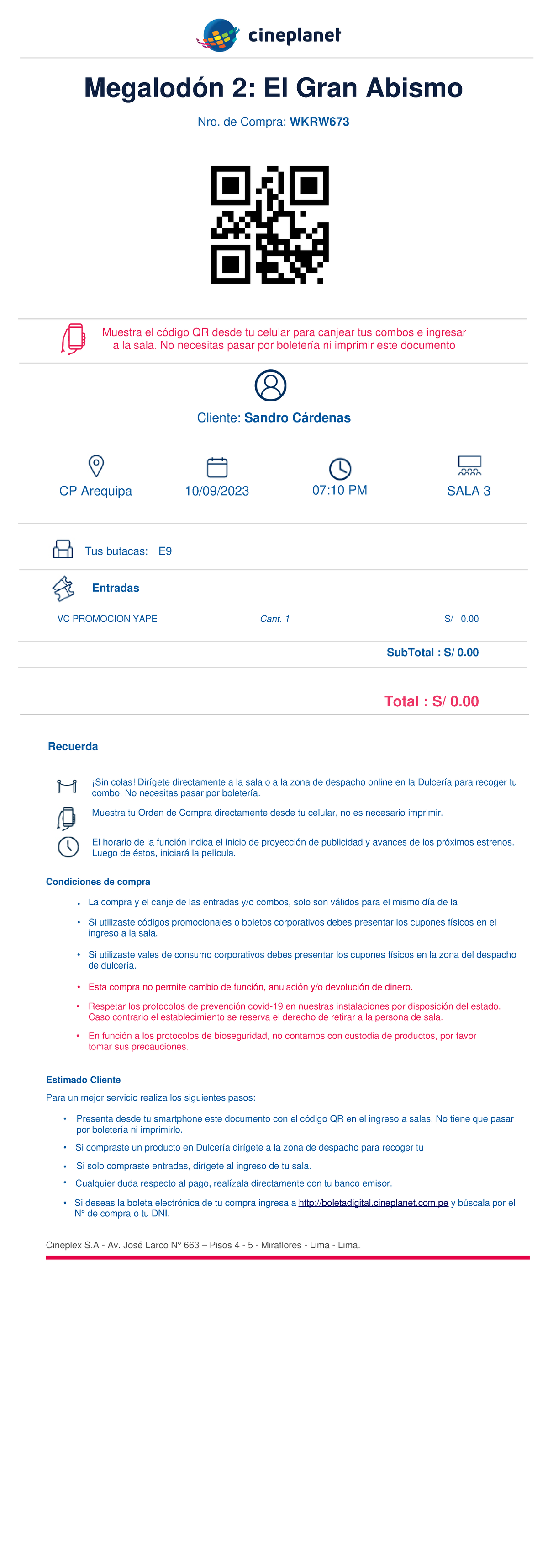 Comprobante - Mateee - Megalodón 2: El Gran Abismo Muestra el código QR ...