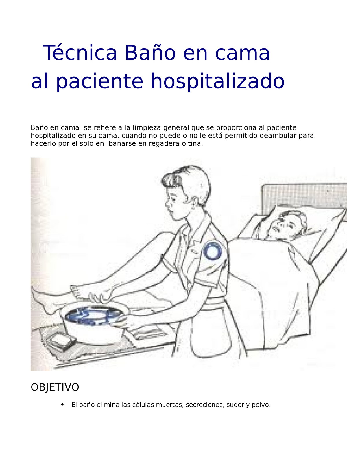 Het beste Zeeman Allergisch Técnica baño en cama del paciente hospitalizado - Técnica Baño en cama al  paciente hospitalizado - Studocu